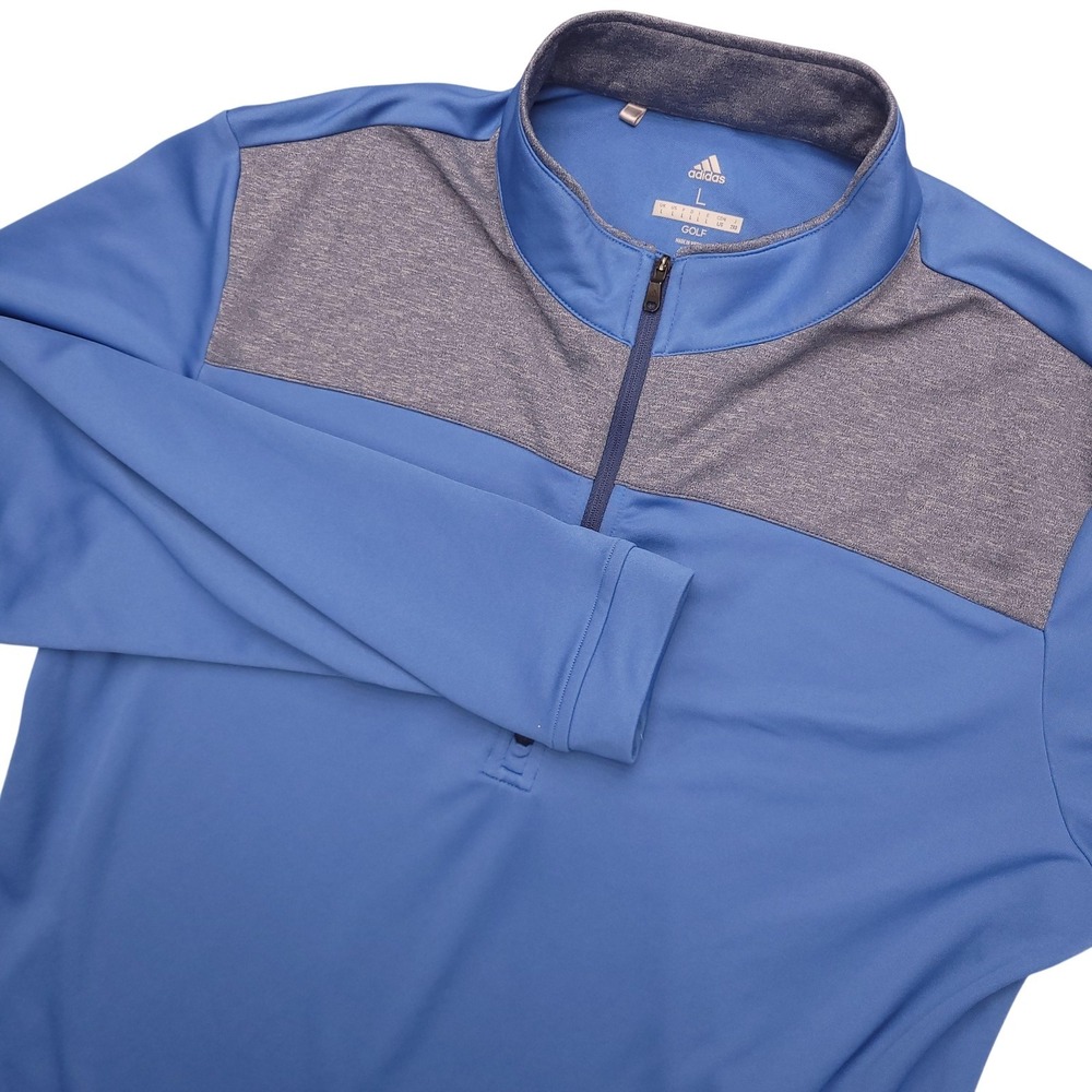 Adidas Golf Pullover Mens Large Blue Heather 1/4 Zip Long Sleeve Stretch Top